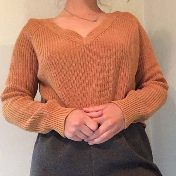 Forever 21 Sweaters - Mustard Yellow Cropped Knit V-Neck Sweater